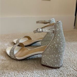 Betsey Johnson Glittering Silver and White Block Heels